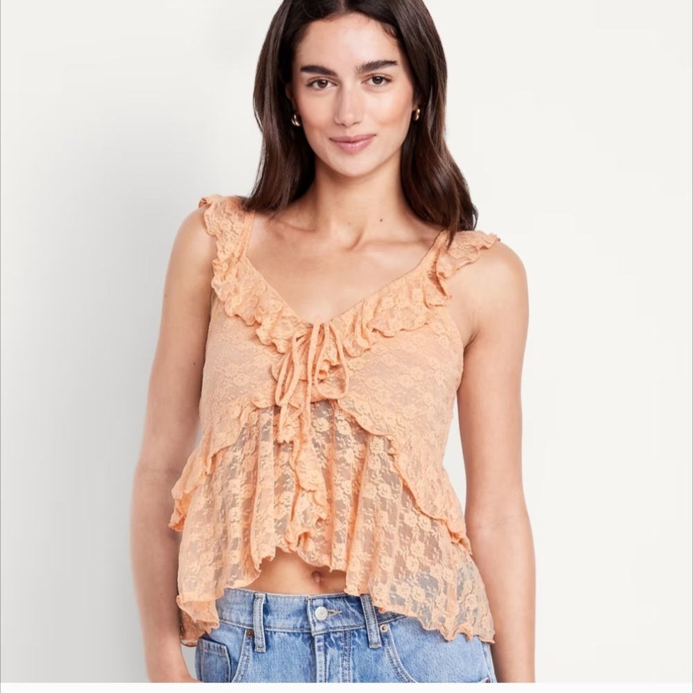 Old Navy Apricot Lace Ruffle Blouse